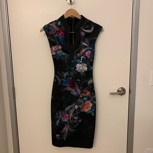 Ted Baker scuba oriental floral dress size 0